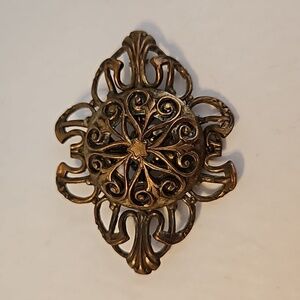 NATALIE Vintage Antiqued Brass Brooch Pendant